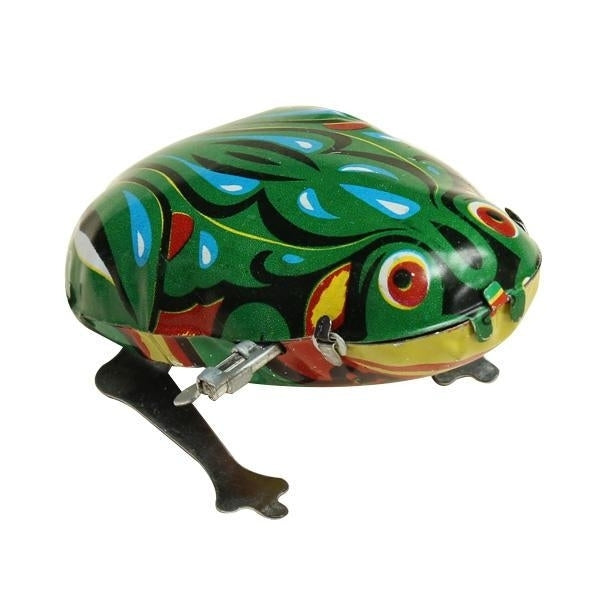 Funny Wind Up Jumping Frog Toy Clockwork Spring Tin Toy With Key Image 1