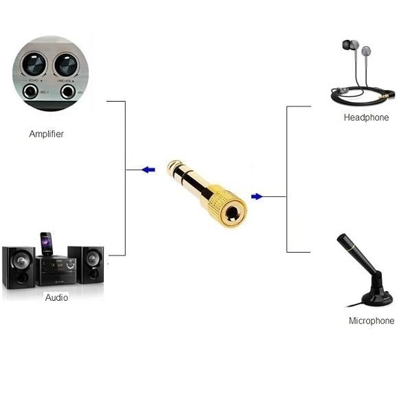 Gold Plated 6.35mm Male to 3.5mm Female Microphone Audio Convertor Image 3