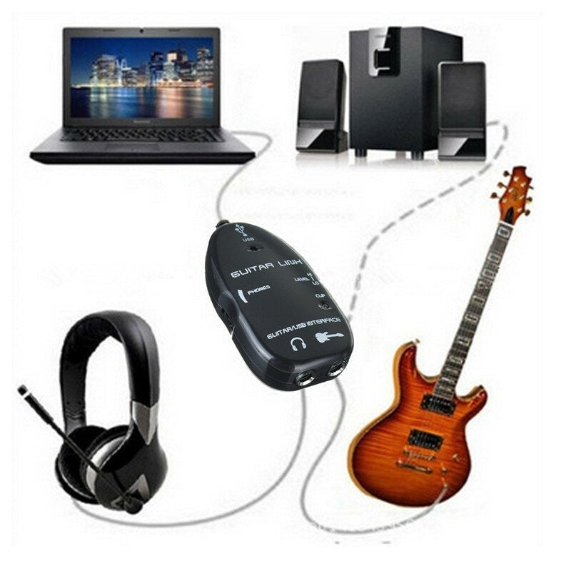 Guitar to USB Interface Link Audio Wire 6.5mm Male Stereo Headphone Adapter Image 1