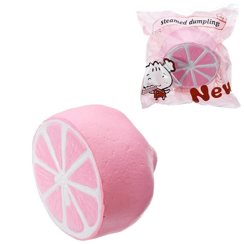 Half Shiny Pink Lemon Squishy 11x9.5cm Slow Rising With Packaging Collection Gift Soft Toy Image 1