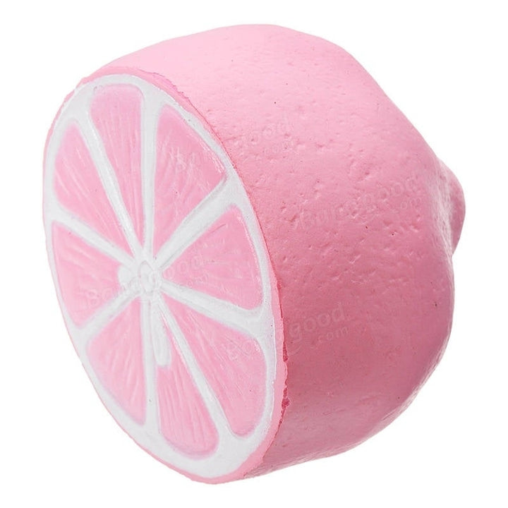Half Shiny Pink Lemon Squishy 11x9.5cm Slow Rising With Packaging Collection Gift Soft Toy Image 2