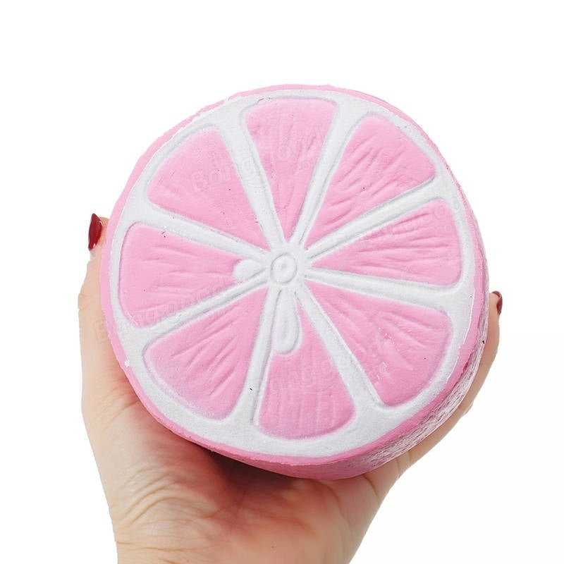 Half Shiny Pink Lemon Squishy 11x9.5cm Slow Rising With Packaging Collection Gift Soft Toy Image 6