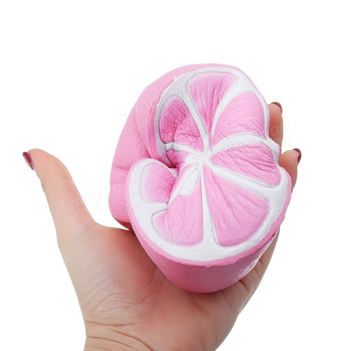 Half Shiny Pink Lemon Squishy 11x9.5cm Slow Rising With Packaging Collection Gift Soft Toy Image 7