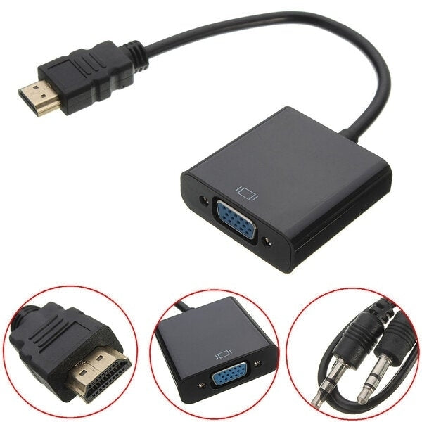 HD Port Male to VGA With Audio HD Video Cable Wire Converter Adapter Image 1