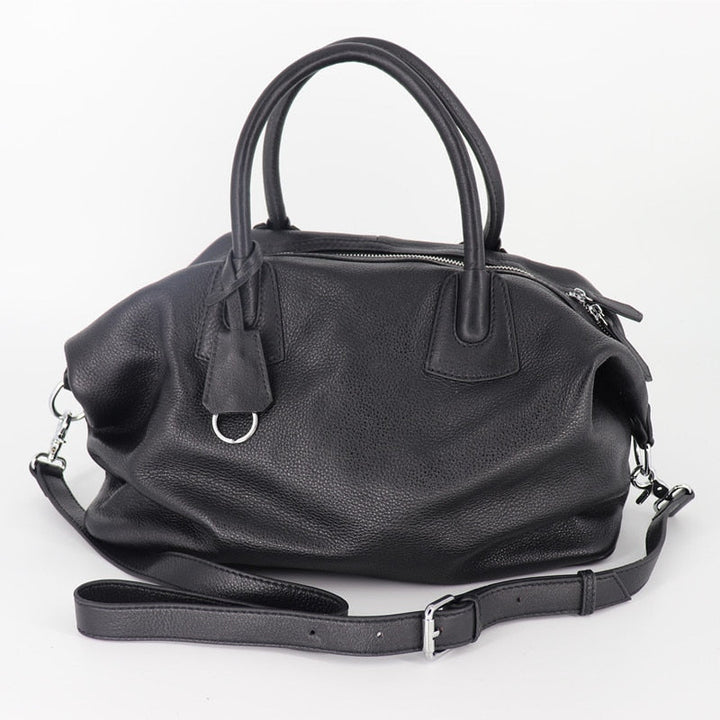 fine Women Large Capacity Handbags Genuine Leather Classic Casual Tote Bags Ladies Daily Hand Black Shoulder Bag Image 1
