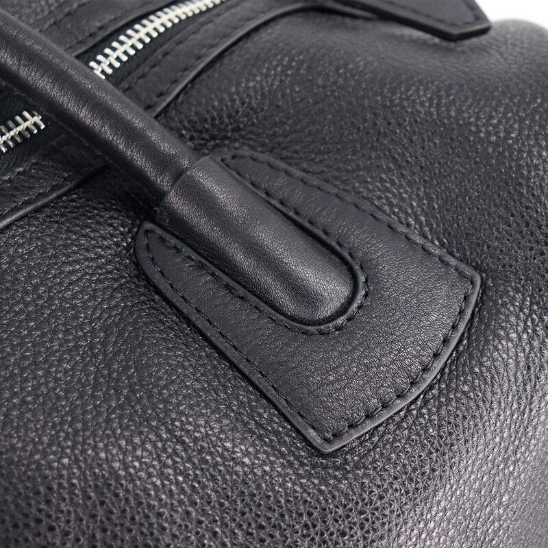 fine Women Large Capacity Handbags Genuine Leather Classic Casual Tote Bags Ladies Daily Hand Black Shoulder Bag Image 4