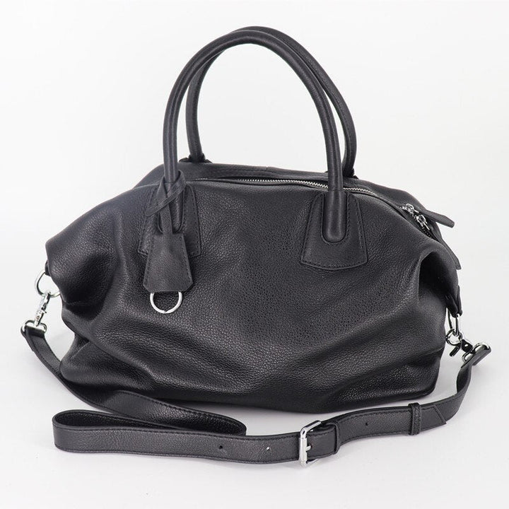 fine Women Large Capacity Handbags Genuine Leather Classic Casual Tote Bags Ladies Daily Hand Black Shoulder Bag Image 7