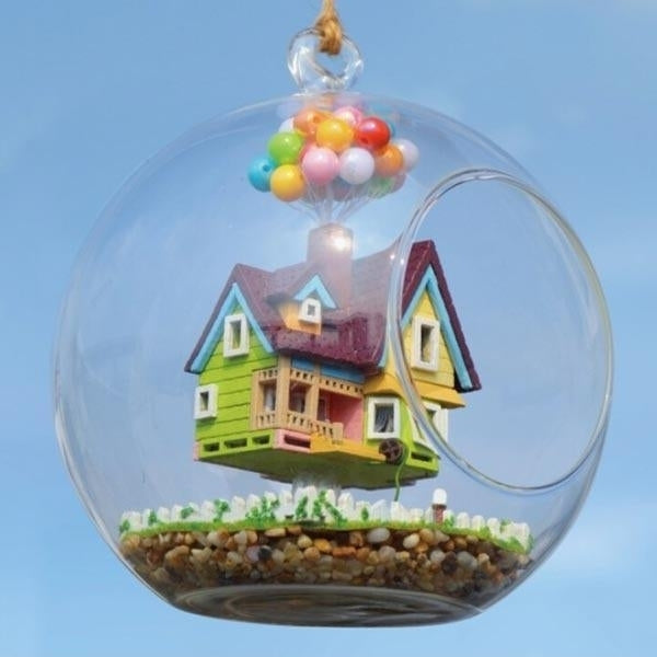 House Flying House Glass Ball With Lamp Handmade Wooden Toys Image 1