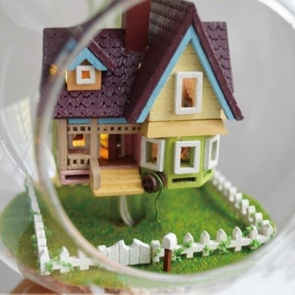 House Flying House Glass Ball With Lamp Handmade Wooden Toys Image 2