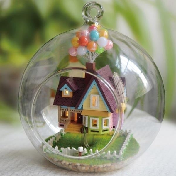 House Flying House Glass Ball With Lamp Handmade Wooden Toys Image 3