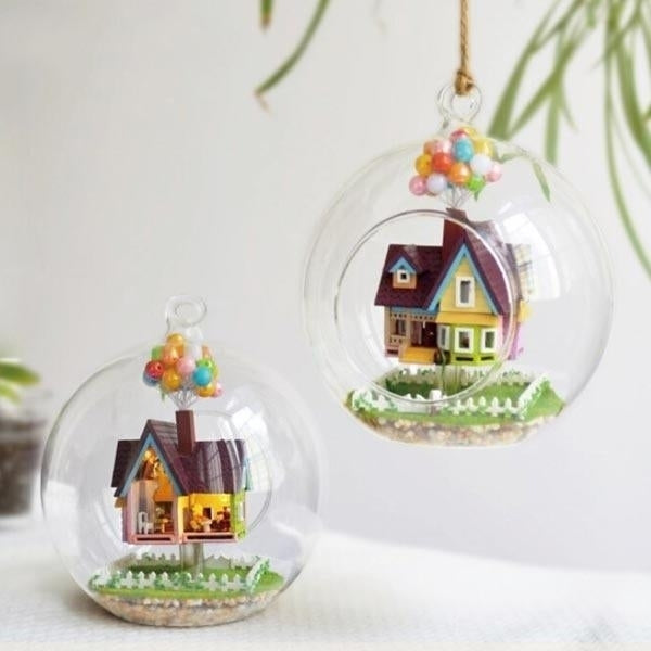 House Flying House Glass Ball With Lamp Handmade Wooden Toys Image 4