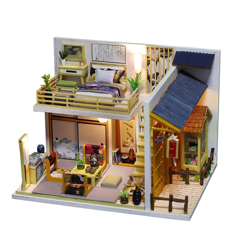 Japanese Plain Room Handmade DIY Cabin Doll House With Dust Cover Music Motor Image 1