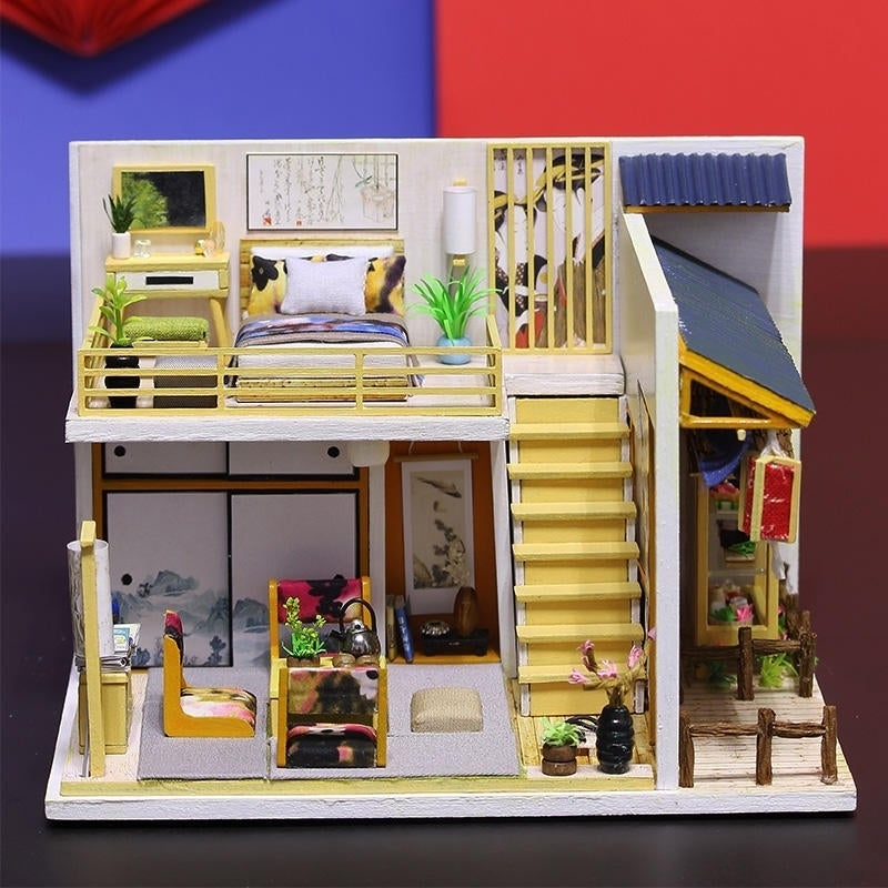 Japanese Plain Room Handmade DIY Cabin Doll House With Dust Cover Music Motor Image 2