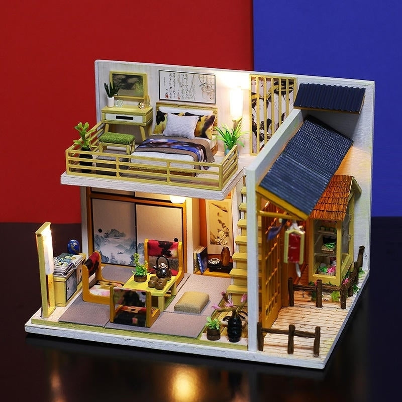 Japanese Plain Room Handmade DIY Cabin Doll House With Dust Cover Music Motor Image 4
