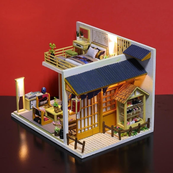 Japanese Plain Room Handmade DIY Cabin Doll House With Dust Cover Music Motor Image 4