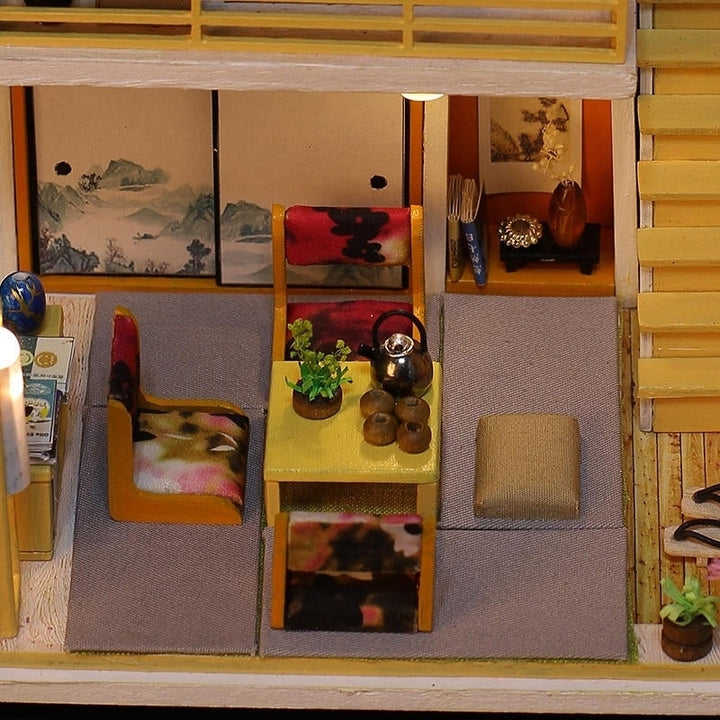 Japanese Plain Room Handmade DIY Cabin Doll House With Dust Cover Music Motor Image 7
