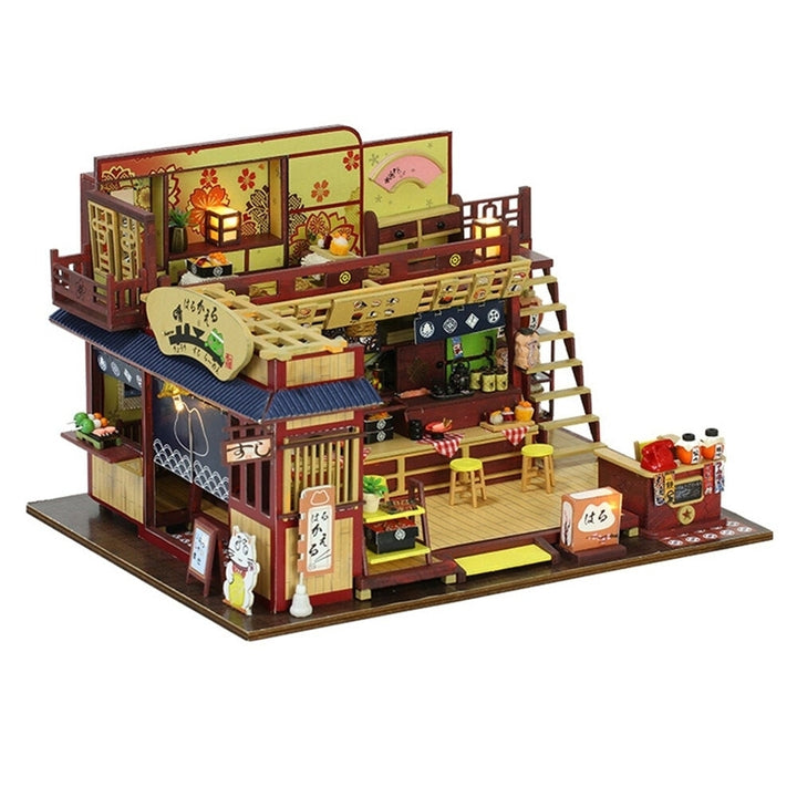 Japanese-style DIY Doll House Hut Sushi Shop Handmade Creative Shop Building Model Assembled Toys With Dust Cover and Image 3