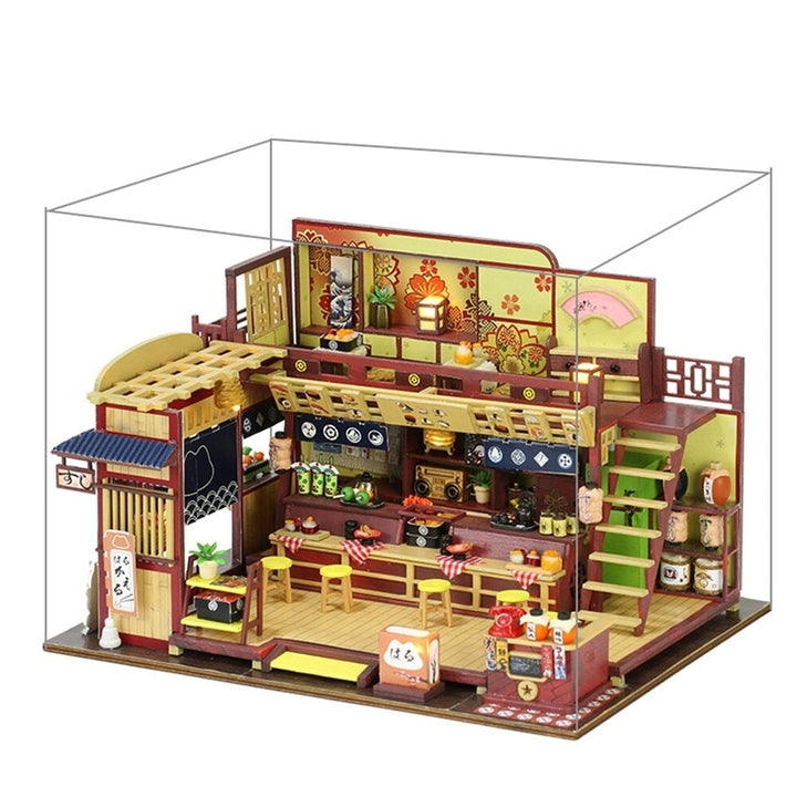 Japanese-style DIY Doll House Hut Sushi Shop Handmade Creative Shop Building Model Assembled Toys With Dust Cover and Image 4