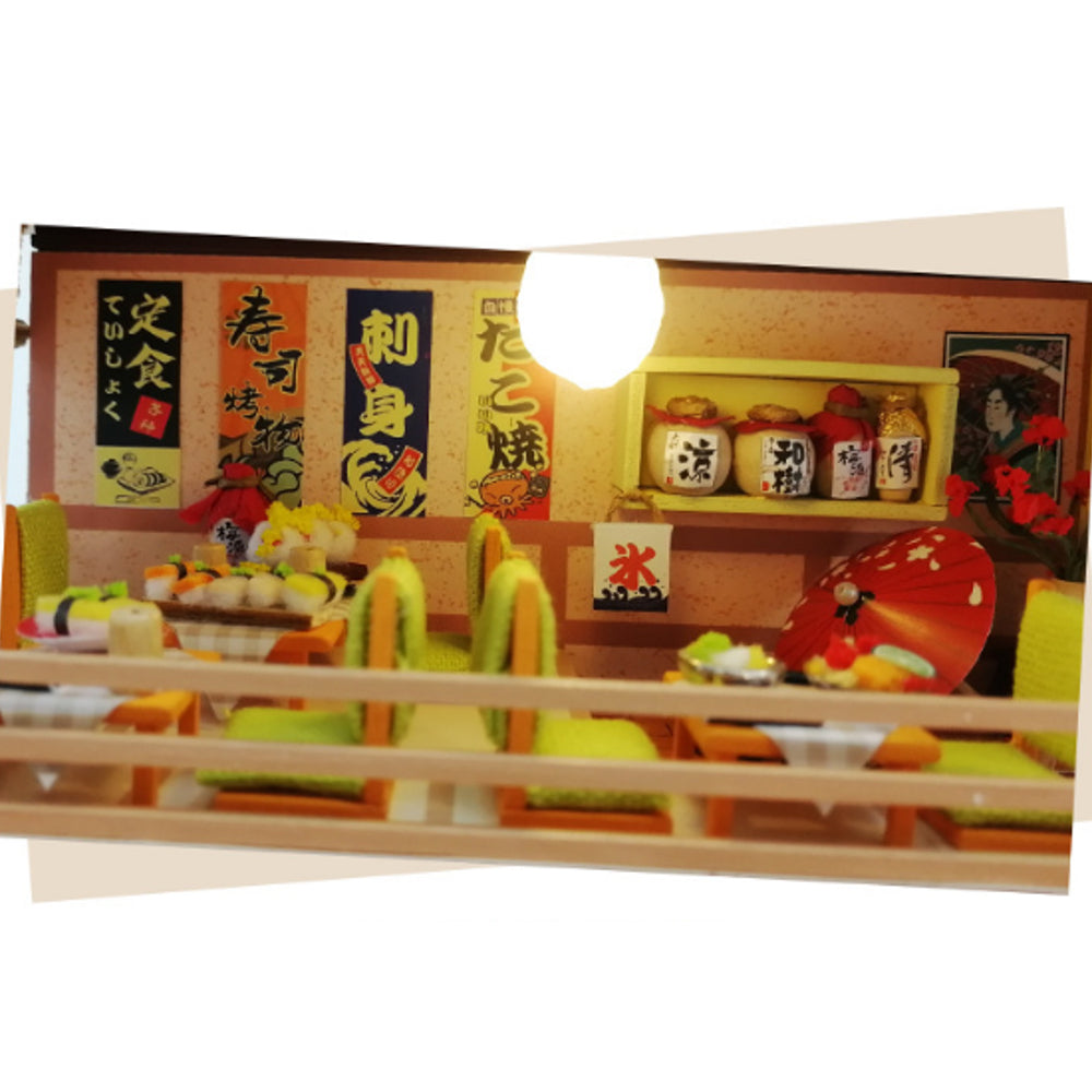 Japanese-style Sushi Restaurant DIY Doll House Assembly Cabin Creative Toy With Dust Cover Indoor Toys Image 3