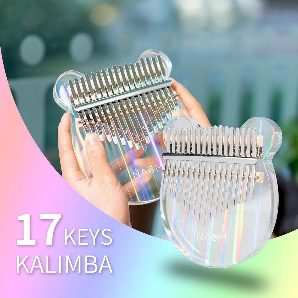 Kalimba Acrylic Thumb Piano Finger Kalimba 17 keys W,Eva Bag Tuning Hammer Gifts for Kids Beginners (Bear shape) Image 2
