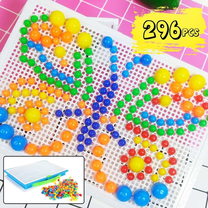 Kids Pegs Board DIY 296 Toys Educational Children Puzzle Learning Creative Gift Image 2