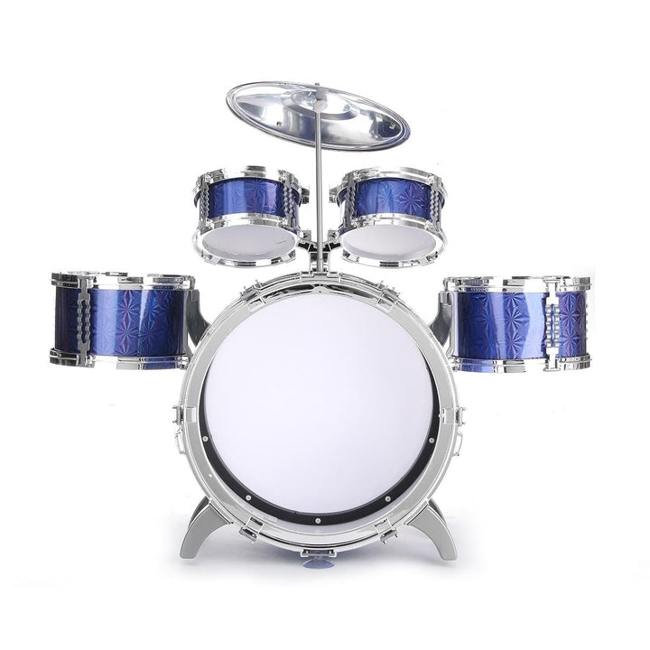 Kids Jazz Drum Set Kit Musical Educational Instrument 5 Drums 1Cymbal with Stool Drum Sticks Percussion Instrument Image 3