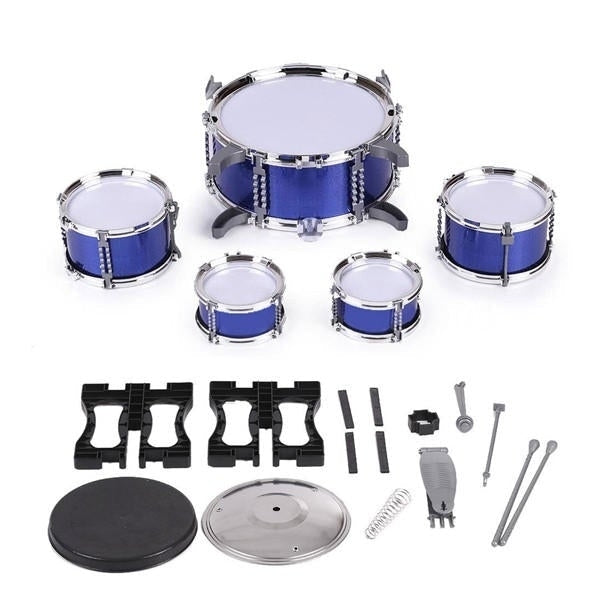 Kids Jazz Drum Set Kit Musical Educational Instrument 5 Drums 1Cymbal with Stool Drum Sticks Percussion Instrument Image 10