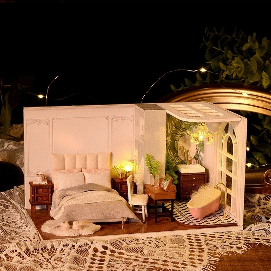 Lazy Daily Doll House 1:32 Miniature Landscape Home Creative Gifts WIth Dust Cover and Furniture Image 1