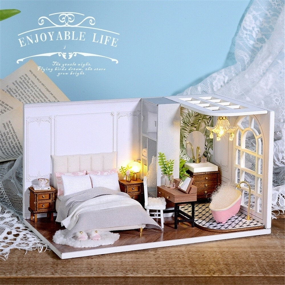 Lazy Daily Doll House 1:32 Miniature Landscape Home Creative Gifts WIth Dust Cover and Furniture Image 2