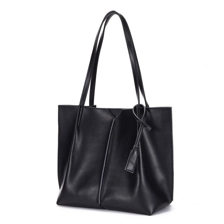 Large capacity Tote Bag female  Korean version simple soft leather commuting bag College Students Leisure Fashion Image 4