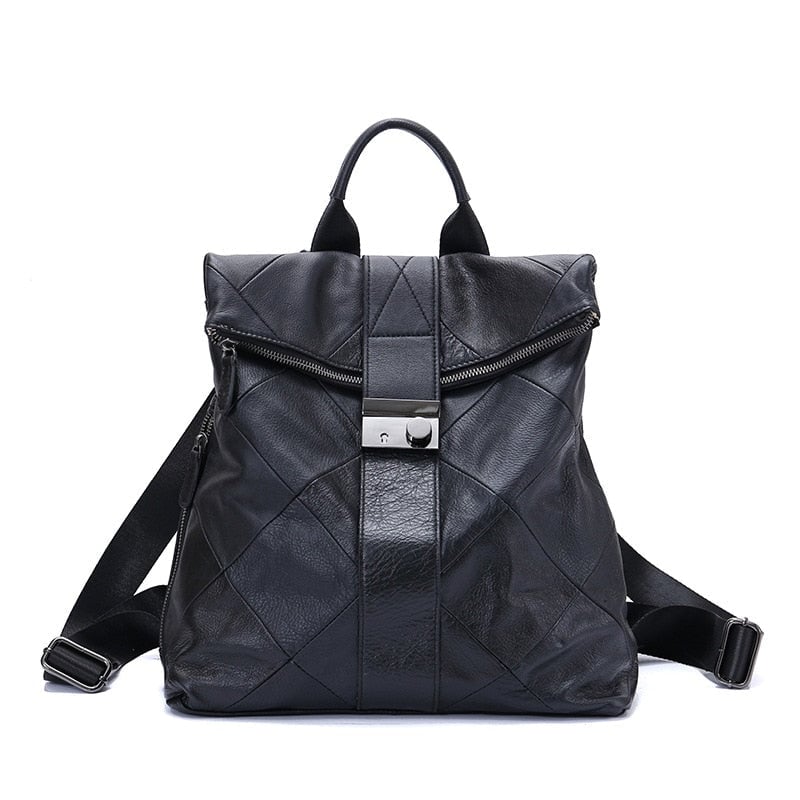 Leather Anti Theft Women Backpack Outdoor Travel Bag Large Capactiy Girls Schoolbag Daily Knapsack Image 1