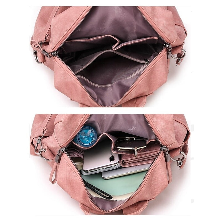 Leather Backpack Women Shoulder Bag Vintage Bagpack Travel Backpacks For School Teenagers Girls Back Pack Image 3