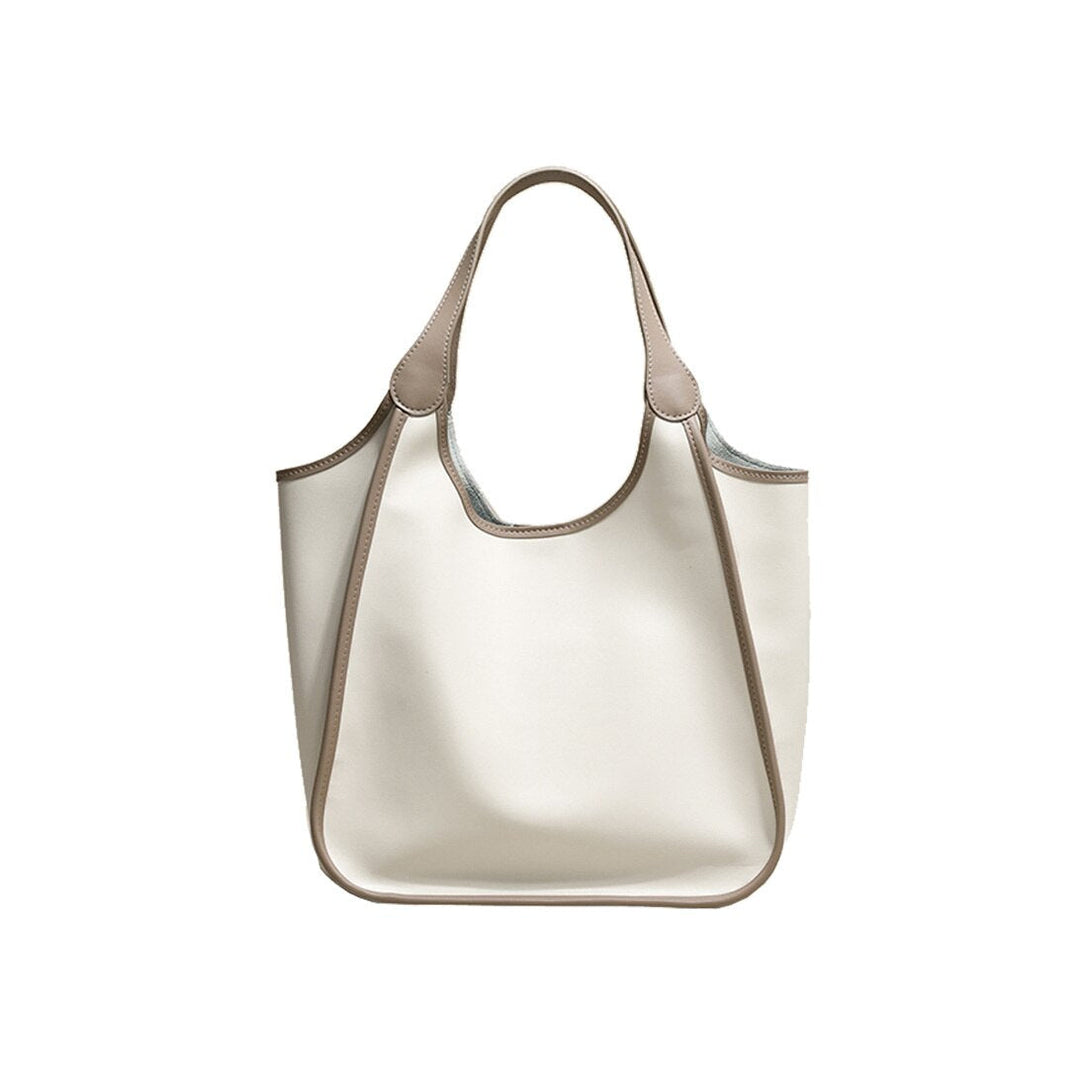 Leather womens bag tote bag womens large capacity bag  early autumn bag portable single shoulder bag Image 2