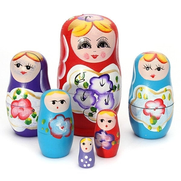 Lovely Russian Nesting Matryoshka 5-Piece Wooden Doll Set Image 2