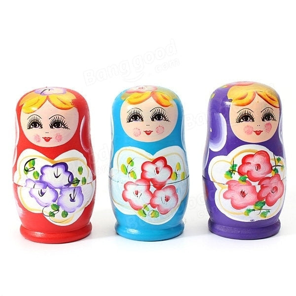 Lovely Russian Nesting Matryoshka 5-Piece Wooden Doll Set Image 4