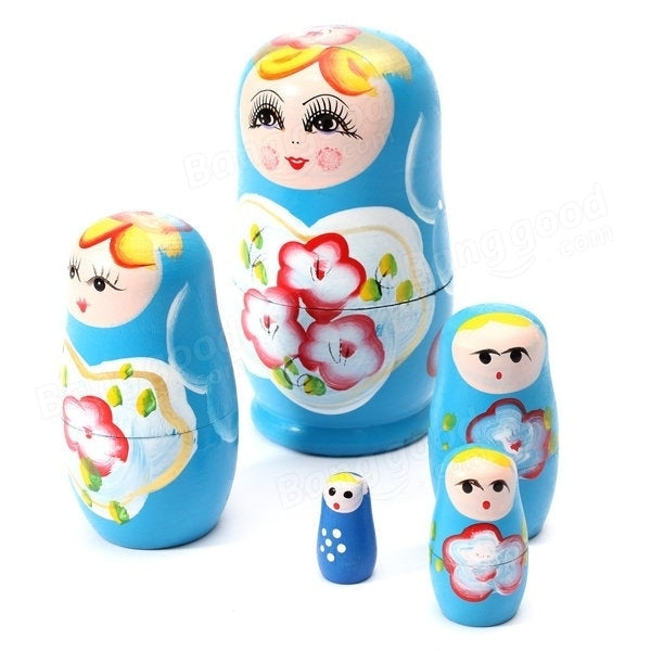 Lovely Russian Nesting Matryoshka 5-Piece Wooden Doll Set Image 9