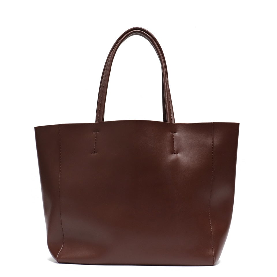 Luxury Brand Cow Leather Tote Bags Designer Cowhide Handbags Women Shoulder Bags Fashion Female Large Capacity Liner Bag Image 1