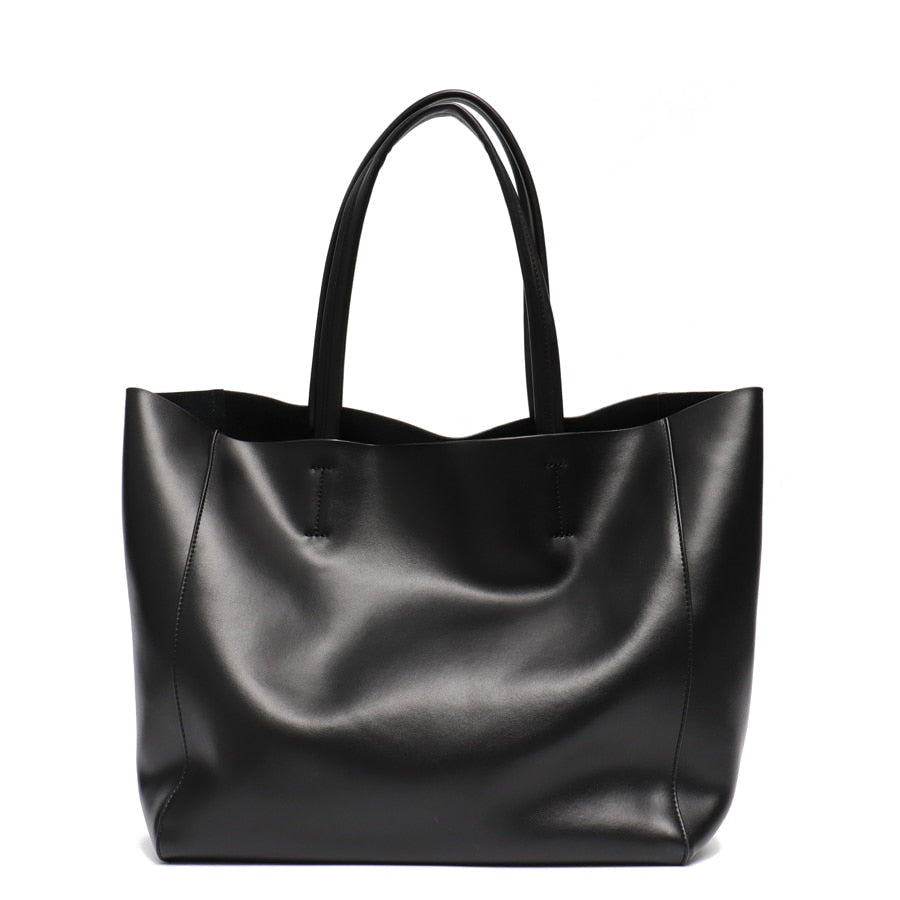 Luxury Brand Cow Leather Tote Bags Designer Cowhide Handbags Women Shoulder Bags Fashion Female Large Capacity Liner Bag Image 6