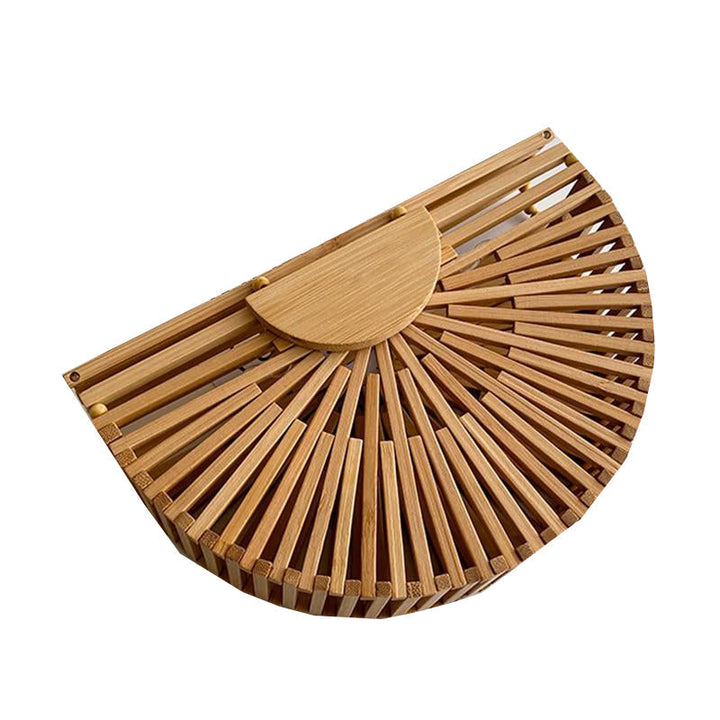 Luxury handbag for women shoulder bag semicircle bamboo woven beach bag Mobile Phone Wallet Image 4