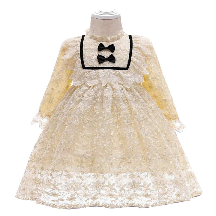 Long Sleeve Infant Baby Girl Dress Lace Flower Baptism Dresses for Girls DTTT Image 1