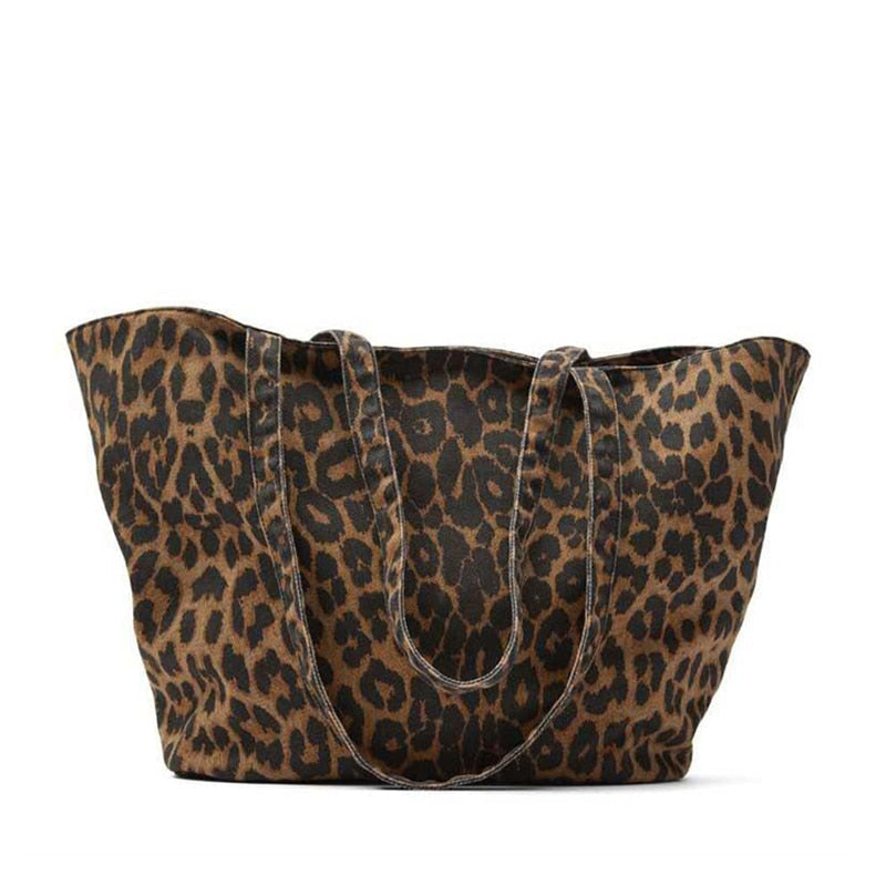 Luxury Leopard Grain Shopper Shoulder Bag Large Capacity Handbags Womens Bag Female Casual Tote Canvas Hand Bag Image 3