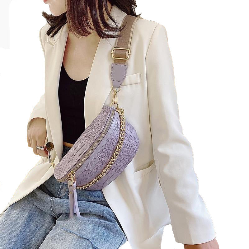 Luxury Women Leather Bag Thick Chain Shoulder Crossbody Chest Bag Female Belt Handbag Image 2