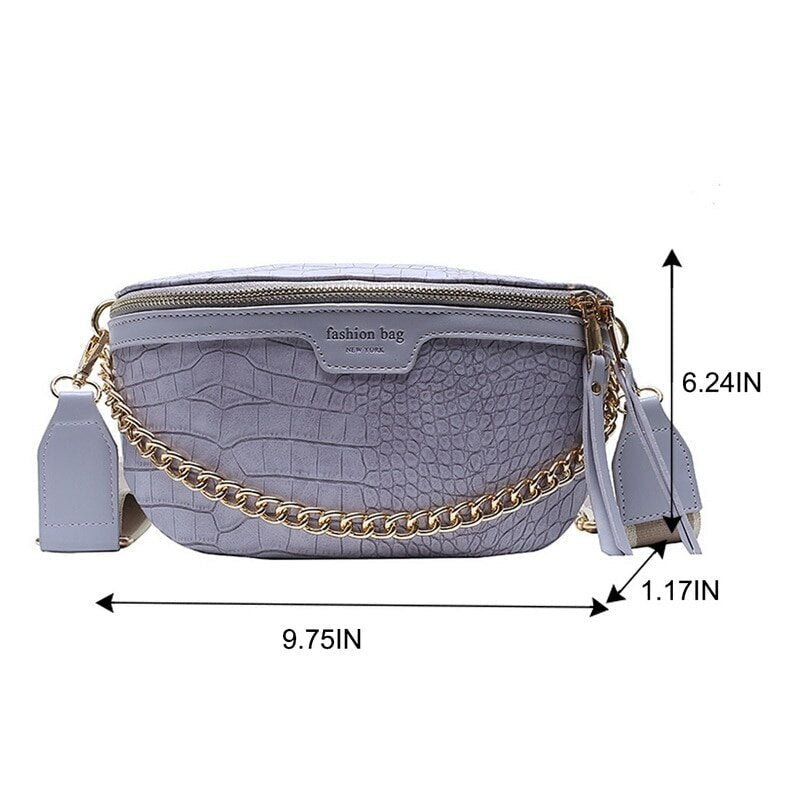 Luxury Women Leather Bag Thick Chain Shoulder Crossbody Chest Bag Female Belt Handbag Image 3