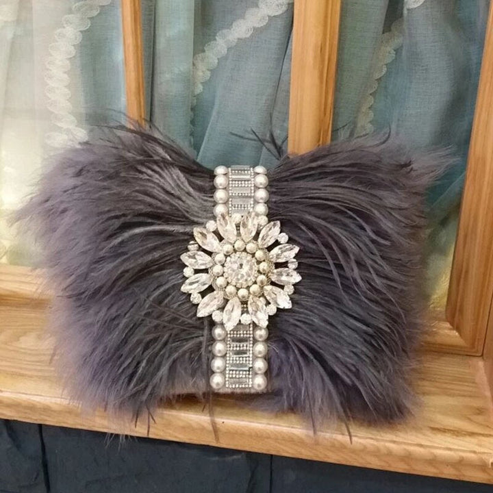 Luxury Real Ostrich Feathers Handbag Evening Bags Womens Pouch Purse Luxury Diamond Women Bags Evening Party Clutch Bag Image 4