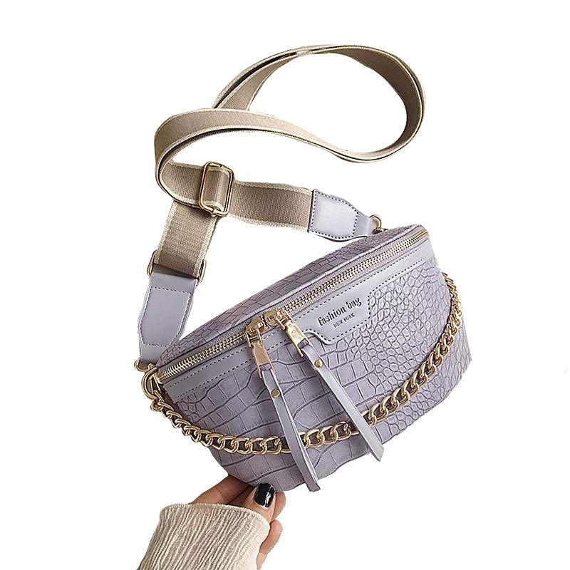 Luxury Women Leather Bag Thick Chain Shoulder Crossbody Chest Bag Female Belt Handbag Image 8