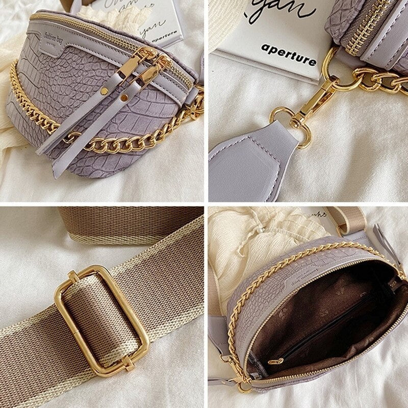 Luxury Women Leather Bag Thick Chain Shoulder Crossbody Chest Bag Female Belt Handbag Image 10