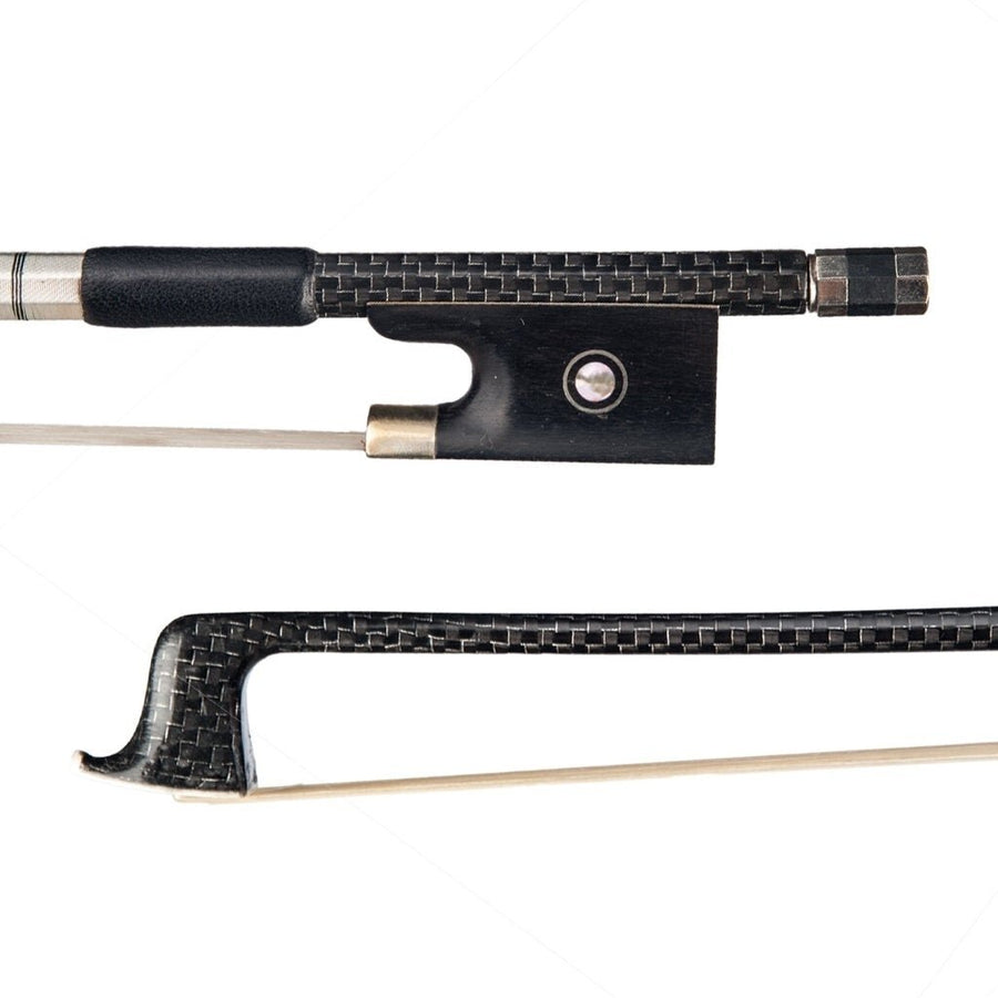 Master Silver Silk Braided Carbon Fiber Bow Sheepskin Grip Ebony Frog 4,4 Size Fiddle Bow Image 1