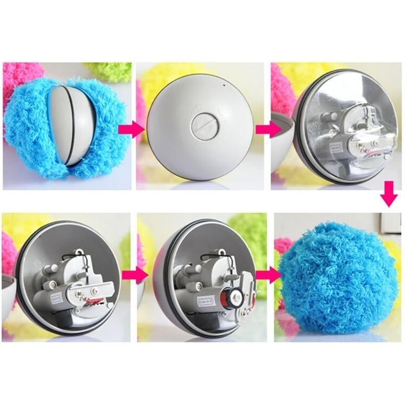 Microfiber Mop Rolling Ball Sweep Robots Automatic Vacuum Cleaner Plush Electronic Toys Random Color Image 6