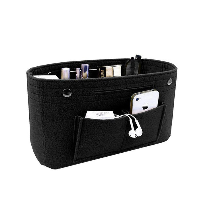 Makeup Storage Organizer,Felt Cloth Insert Cosmetic Bag Multi-pockets Fits in Handbag Toiletry for Travel Organizer Image 9