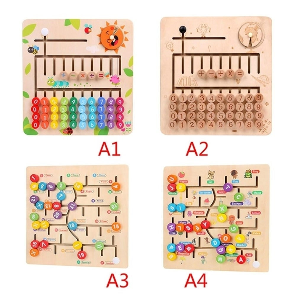 Math Toys Wooden Digitals Alphabet Learning Arithmetic Maze Matching Board Brain Development for Children Image 2